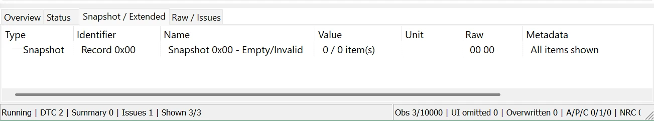 Getting Started with TSMaster DTC Analysis: A Practical Guide 21 TSMaster DTC Analysis Snapshot data tab
