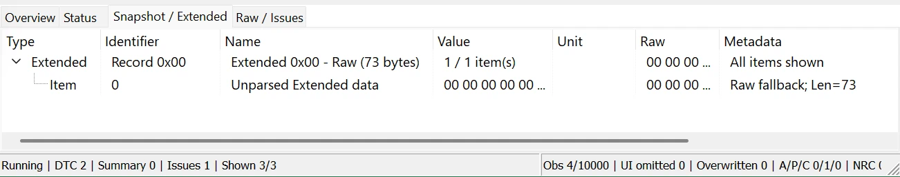 Getting Started with TSMaster DTC Analysis: A Practical Guide 23 TSMaster DTC Analysis Extended Data tab