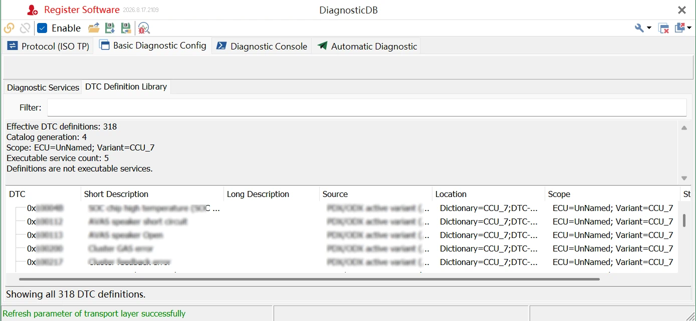 Getting Started with TSMaster DTC Analysis: A Practical Guide 33 TSMaster Database-Based Diagnostic DTC Definition Library