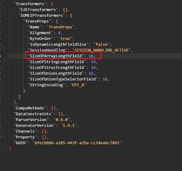 TSMaster 2026.04 SOME/IP Transform configuration SizeOfArrayLengthField example